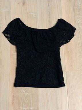 Hollister Dark Blue Lace Off-the-Shoulder Top Size Small - NEW NWT